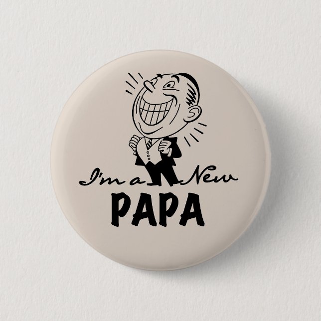 Smiling New Papa T-shirts and Gifts 6 Cm Round Badge (Front)