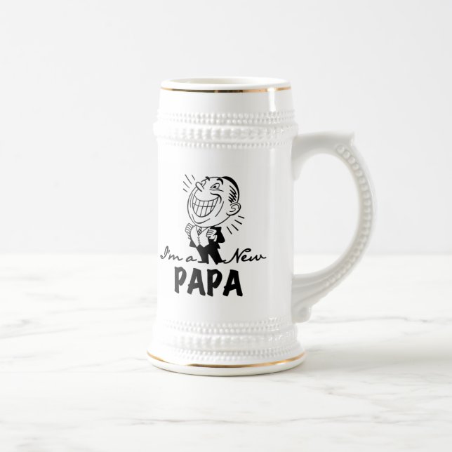 Smiling New Papa T-shirts and Gifts Beer Stein (Right)