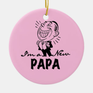Smiling New Papa T-shirts and Gifts Ceramic Tree Decoration