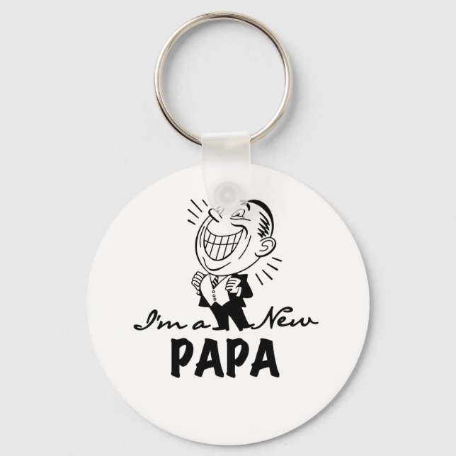 Smiling New Papa T-shirts and Gifts Key Ring (Front)