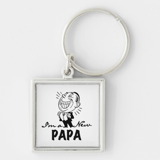 Smiling New Papa T-shirts and Gifts Key Ring (Front)