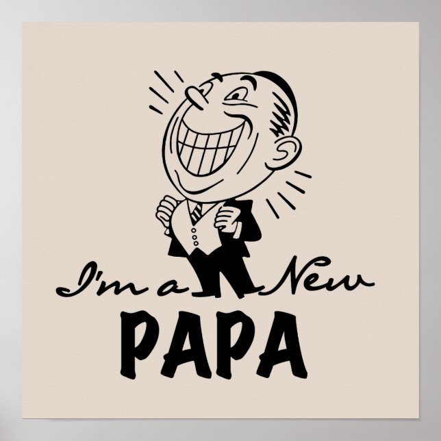 Smiling New Papa T-shirts and Gifts Poster (Front)