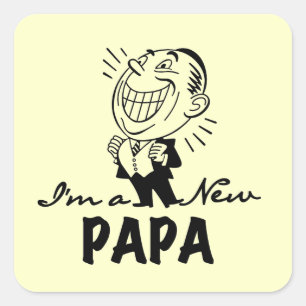 Smiling New Papa T-shirts and Gifts Square Sticker