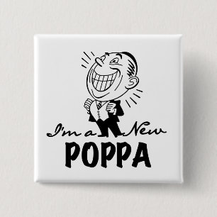 Smiling New Poppa T-shirts and Gifts 15 Cm Square Badge