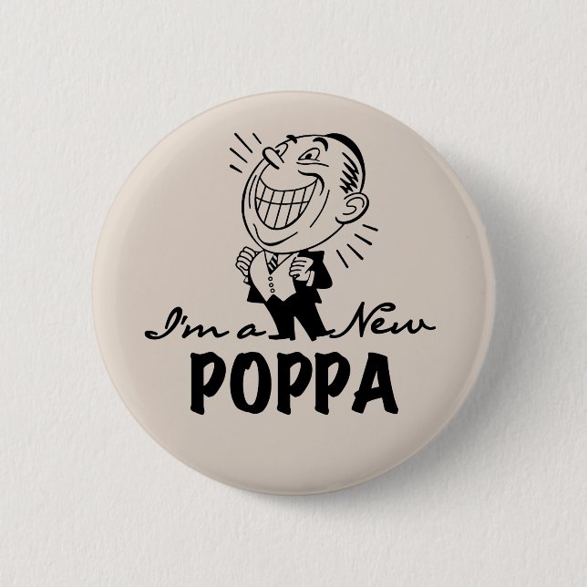 Smiling New Poppa T-shirts and Gifts 6 Cm Round Badge (Front)