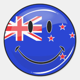 Smiling New Zealand Flag Classic Round Sticker