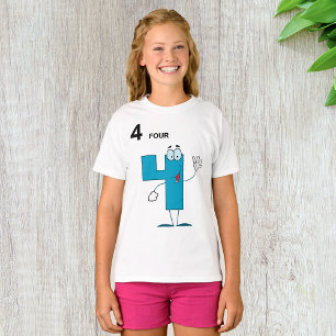 Smiling Number 4 Girls T-Shirt