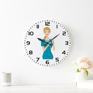 Smiling Nurse with Syringe Large Clock