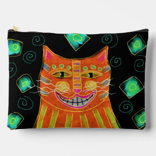 Smiling Orange Cat Abstract Art Accessory Pouch