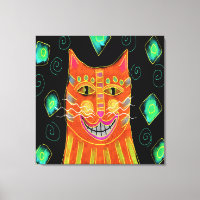 Smiling Orange Cat Abstract Painting