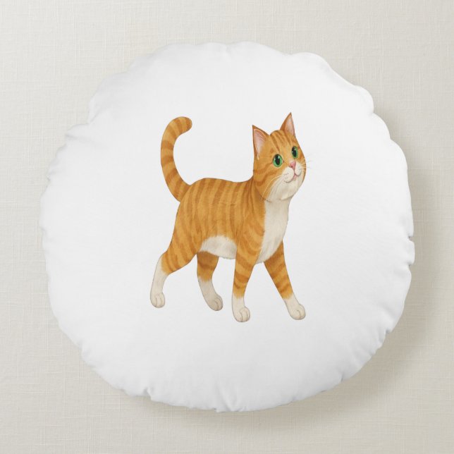 Smiling Orange Cat Decorative Pillow (Front)