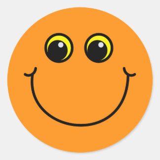 Smiling Orange Emoji Face Classic Round Sticker