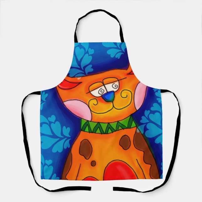 Smiling Orange Tabby Cat Apron (Front)