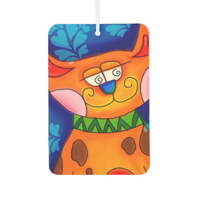 Smiling Orange Tabby Cat Car Air Freshener (Front)