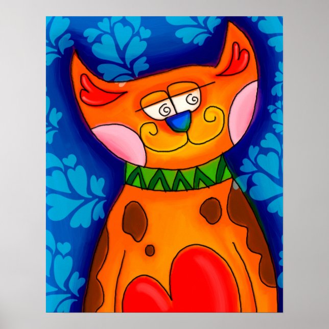 Smiling Orange Tabby Cat Poster (Front)
