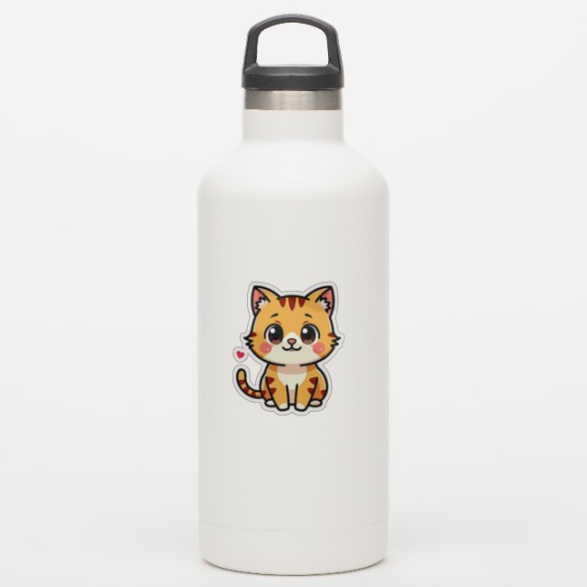 Smiling Orange Tabby Kitten – Cute Sticker (Waterbottle)