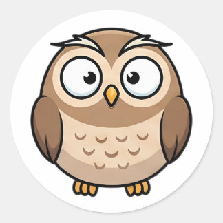 Smiling Owl Classic Round Sticker