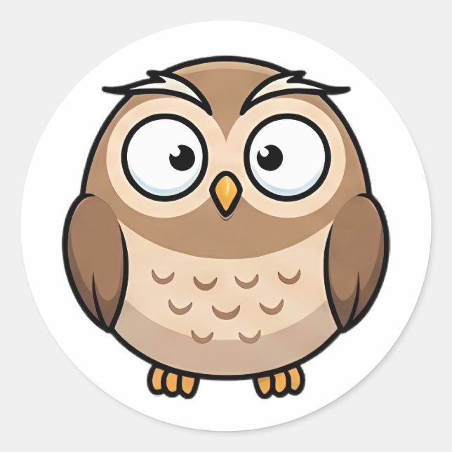 Smiling Owl Classic Round Sticker (Front)