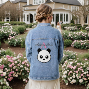 Smiling  panda face Monogram  Denim Jacket