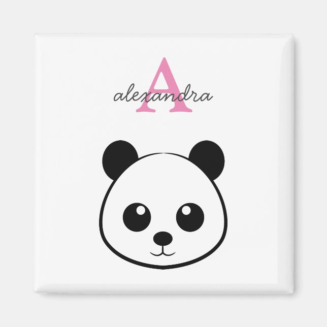 Smiling  panda face Monogram  Magnet (Front)