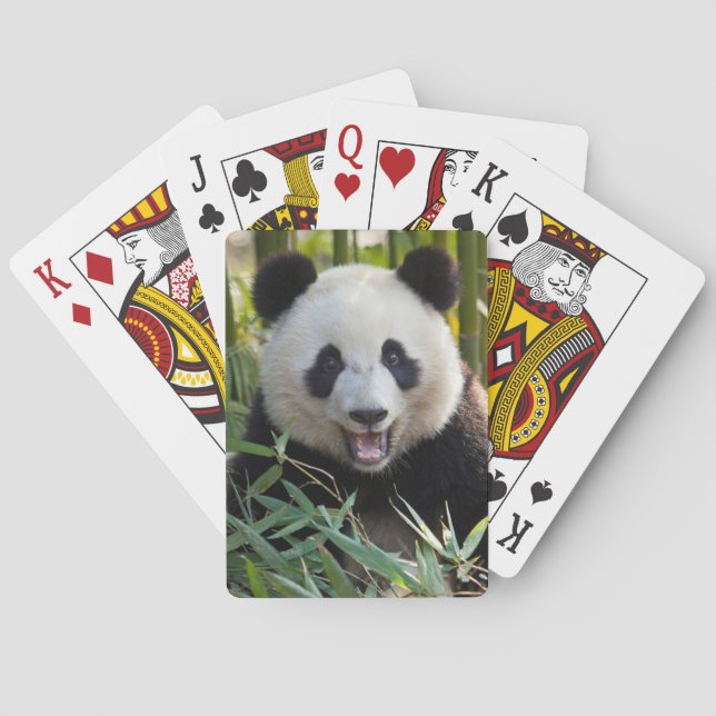 Smiling Panda Portrait Playing Cards (Back)