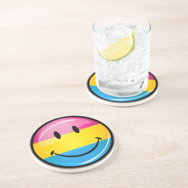 Smiling Pansexual Pride Flag Coaster (Side)