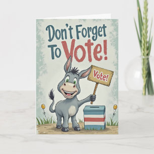 Smiling Patriotic Donkey Vote Reminder Card