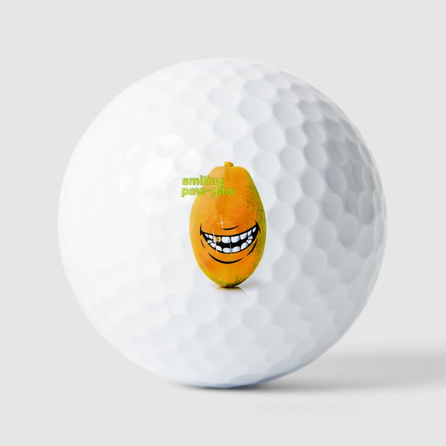 Smiling Pawpaw met 'n Goue Tand Golf Balls (Front)