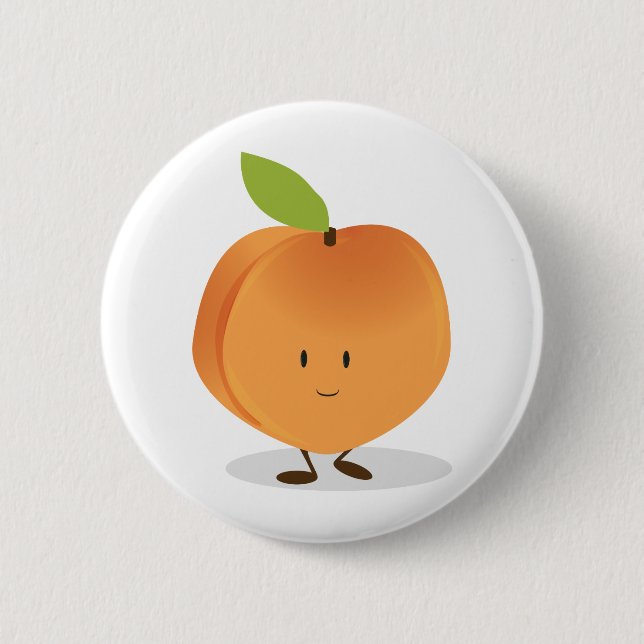 Smiling Peach 6 Cm Round Badge (Front)