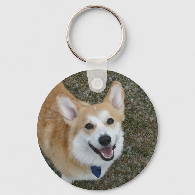 Smiling Pembroke Welsh Corgi Key Ring (Front)