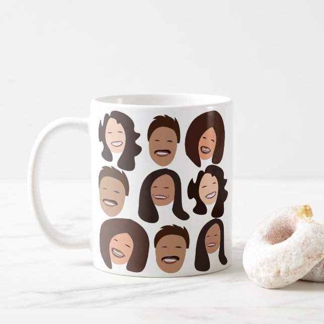 Smiling People Happy Face Coffee Mug (With Donut)