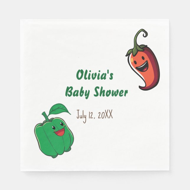 Smiling Peppers Baby Shower Napkin (Front)