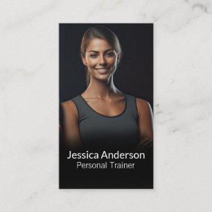 Smiling Personal Trainer Fitness Business Card