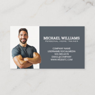 Smiling Personal Trainer Fitness Model Business Card