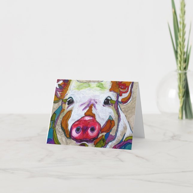 Smiling piggy blank greeting card (Front)