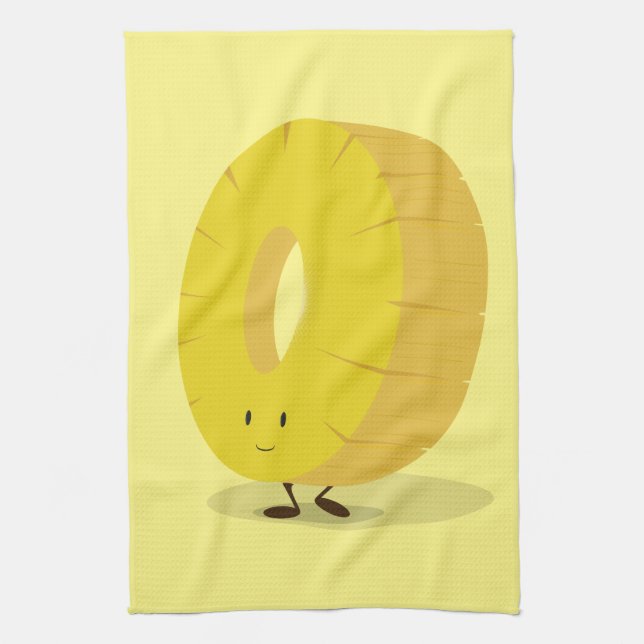 Smiling Pineapple Slice Tea Towel (Vertical)