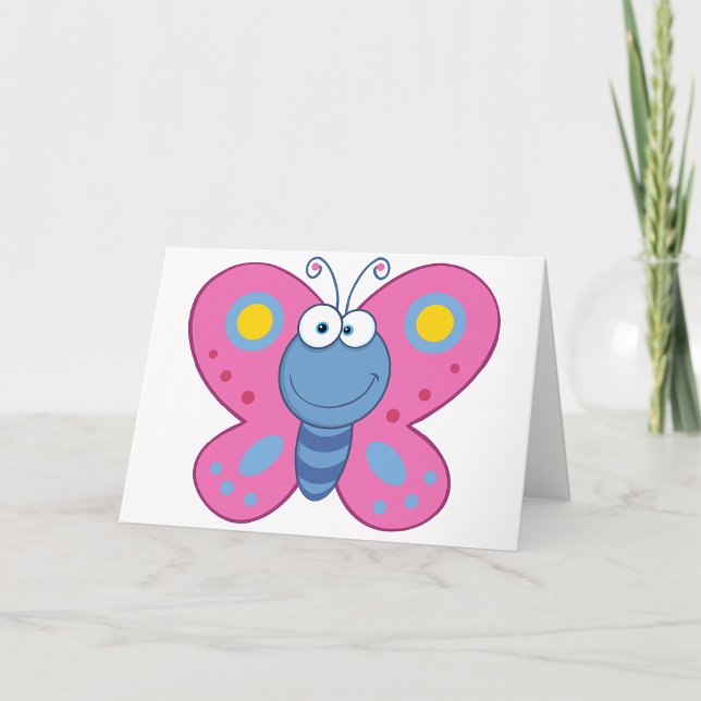 Smiling Pink Butterfly Greeting Cards (Creator Uploaded)