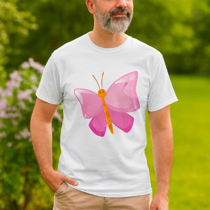 Smiling Pink Butterfly T-Shirt