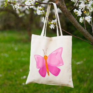 Smiling Pink Butterfly Tote Bag