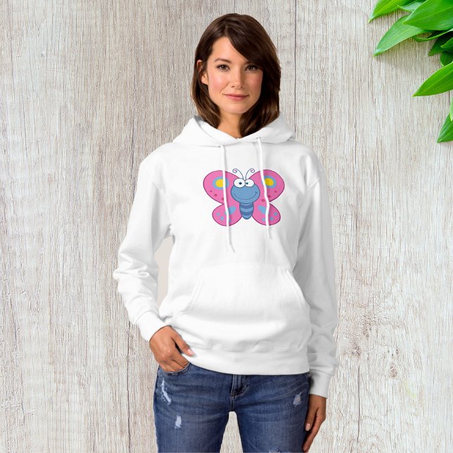 Smiling Pink Butterfly Womens Hoodie (Creator Uploaded)