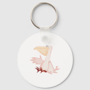 smiling pink pelican key ring