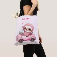 Smiling Pink Sloth Driving a Convertible