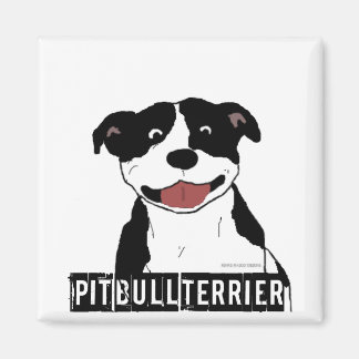 Smiling Pit Bull (Black and White just breed name) Magnet