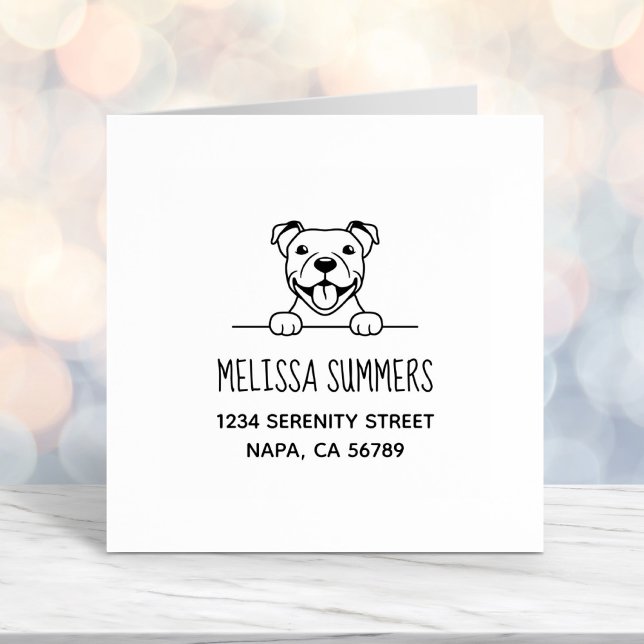 Smiling Pit Bull Dog Address Self-inking Stamp (Creator Uploaded)