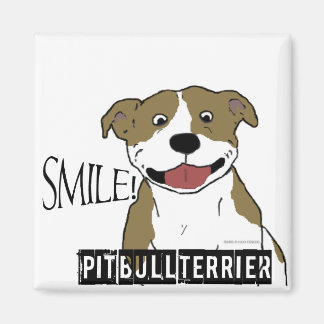 Smiling Pit Bull (Tan and White) Magnet