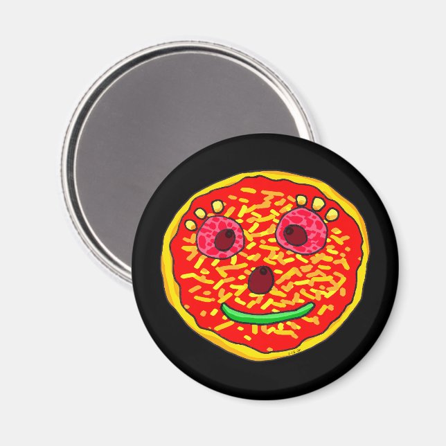 Smiling Pizza Face Illustration Design Magnet (Front/Back)
