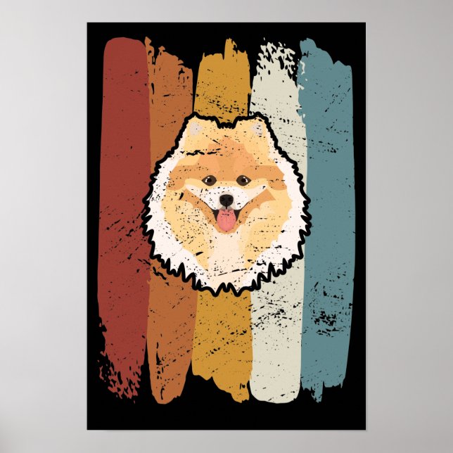 Smiling Pomeranian Retro Poster (Front)