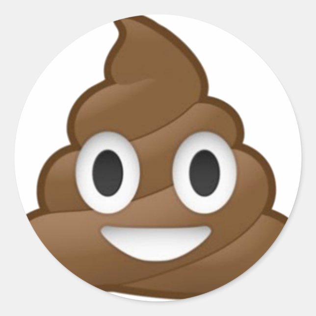 Smiling Poop Emoji Classic Round Sticker (Front)