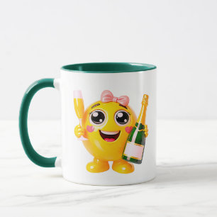 Smiling Porcelain Emoji Celebration Illustration Mug