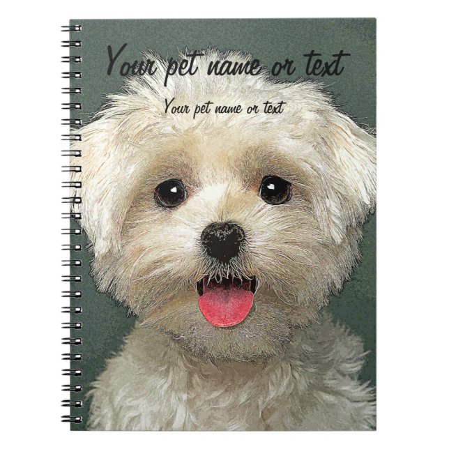 Smiling Pretty Maltese Dog Notebook (Front)